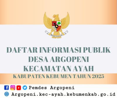 KEPUTUSAN KEPALA DESA ARGOPENI  NOMOR : 141/ 35 TAHUN 2025 TENTANG DAFTAR INFORMASI PUBLIK DESA ARGOPENI KECAMATAN AYAH KABUPATEN KEBUMEN TAHUN 2025